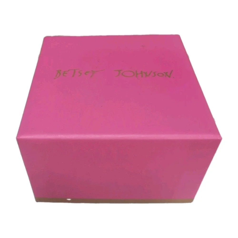 Betsey Johnson Watch Gold Case Pink Swirl Numbers Patent Strap Box BJ2140